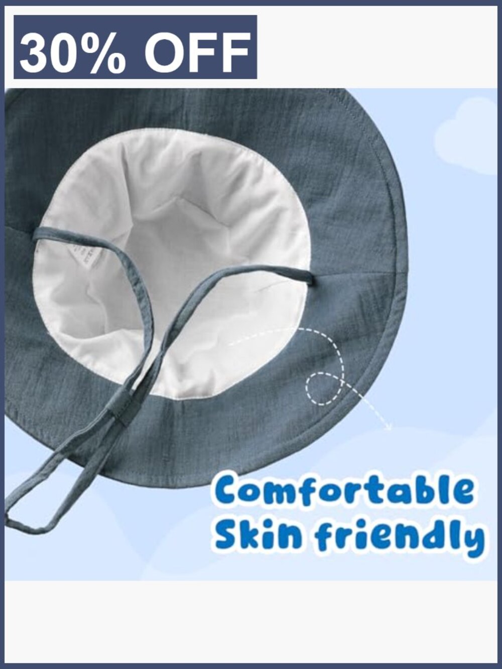 Muslin Baby Sun Hat with Wide Brim Toddler Bucket Hat UV Protection for Boys - Picture 2 of 7